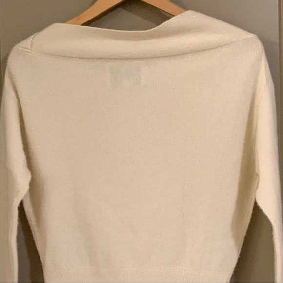 Brochu Walker Dunne Cashmere Metallic Pullover Sweater Size XS Cream-Ivory - Picture 11 of 12